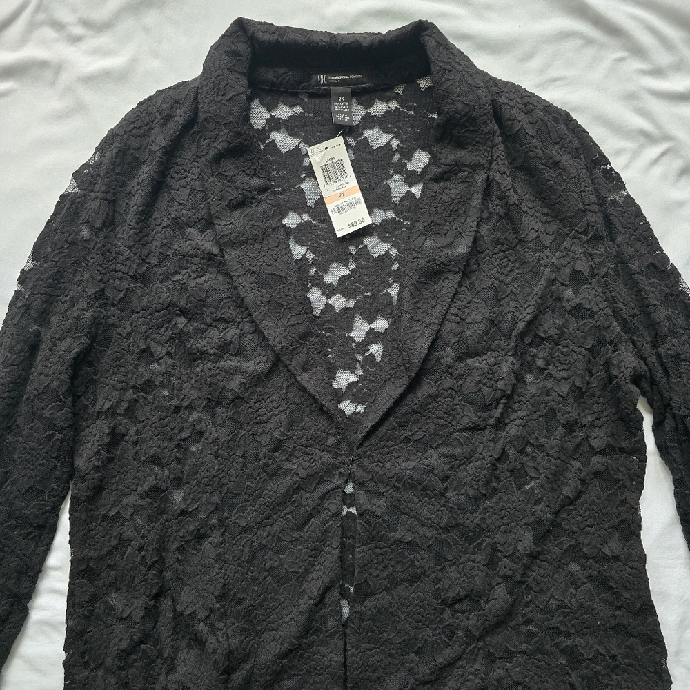 INC International Concepts Black Lace Blazer Jacket Women’s 2X NWT